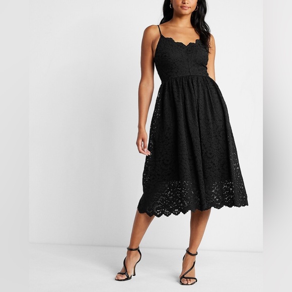 NWT Express Lace V-Neck Midi Dress - Picture 1 of 7